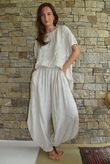 Lalli Damask Classic Tapered Barrel Leg Pant Stone